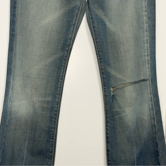 7 For All Mankind Dirty Wash Blue Boot Cut Jeans Mid Rise Vintage Y2K Sz 28 EUC - Picture 5 of 14